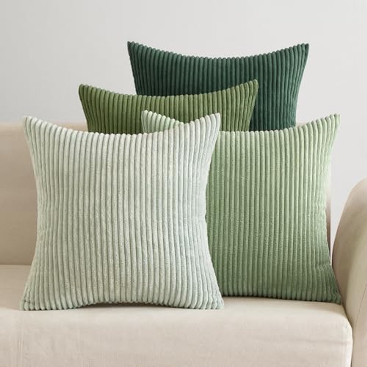 Kussenslopen van geribbeld fluweel, 4 stuks, 45 x 45 cm, decoratief voor slaapkamer en ban