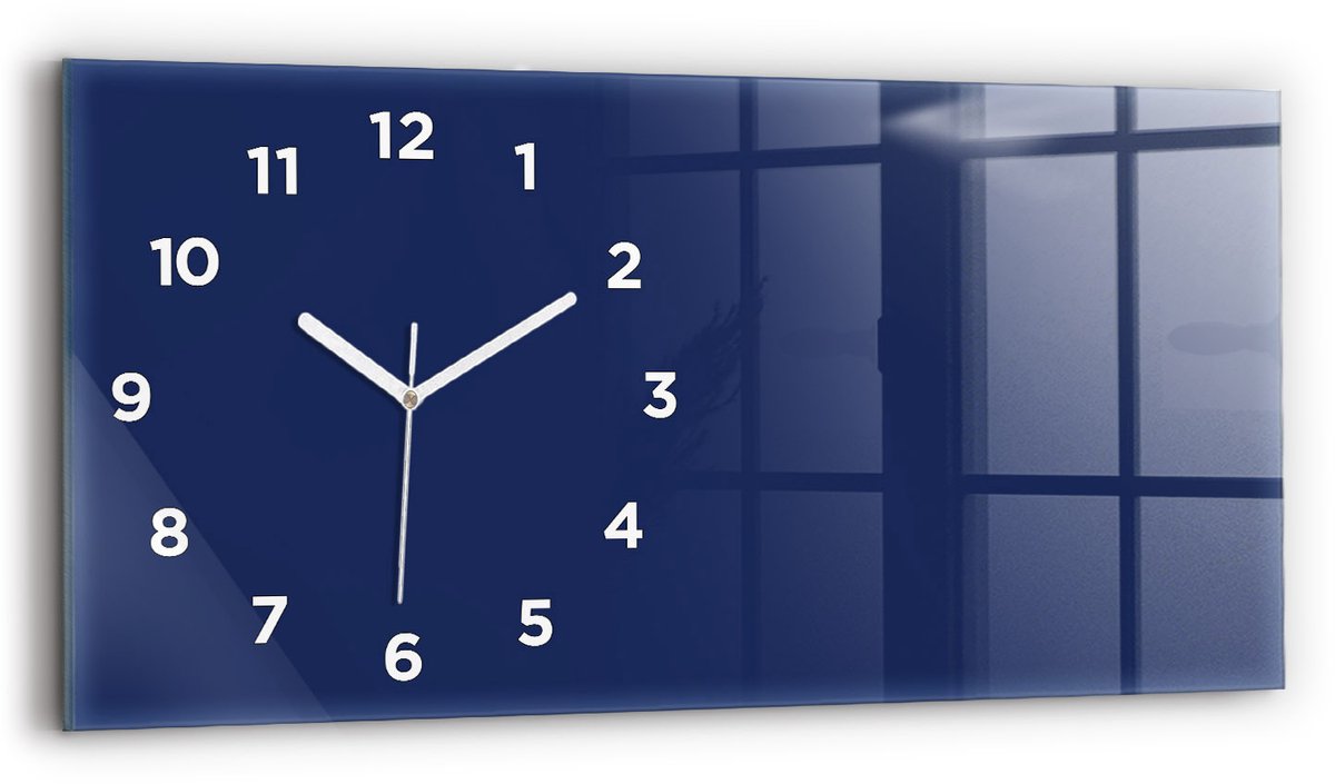 Wallfluent Wandklok - Marine Glazen Klok Rechthoekige - 60 cm x 30 cm - Marine Wandklok - Witte Handen - Wandklok Met Cijfers - Wandklok Glas Woonkamer - Rechthoekige Glas Klok - Industrieel Wandklok - Rechthoekige Glazen Wandklok