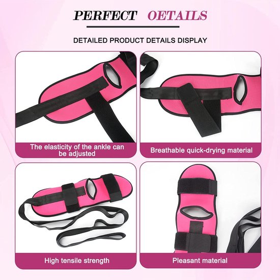 1 stuk - voet- en kuit stretcher - kuit stretch band - fitness stretchband - voor verbetering van spierkracht, verlichting van voetpijn, yoga - rozerood — afbeelding 4