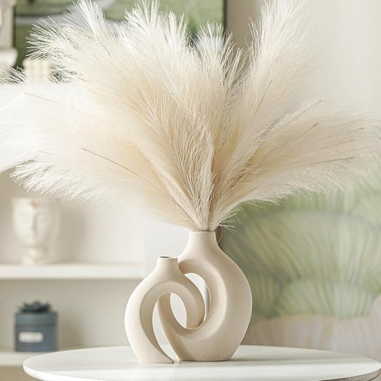 Oranje keramische vaas, set van 4, oranje vaas voor huisdecoratie, moderne bud-vaas, sculptuurdecoratie, boerderij open haarddecoratie, moderne kleine bloemenvazen uit het midden van de eeuw voor