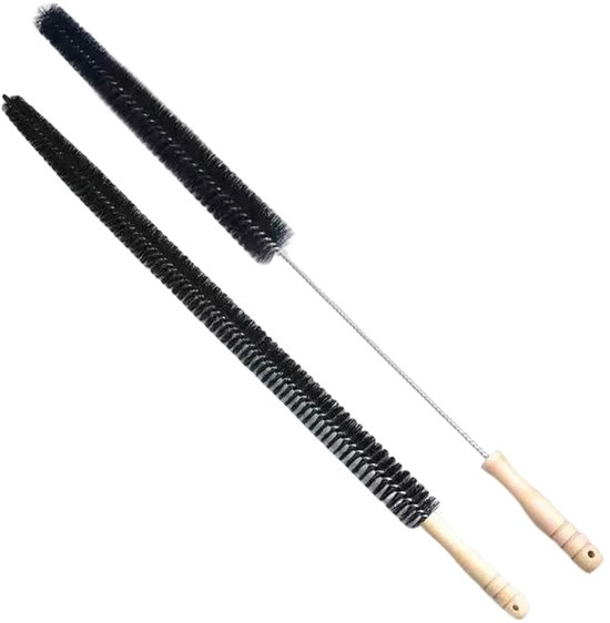 Brosse de radiateur - Set de 2 - Brosse de nettoyage - Nylon - Brosse anti-poussière - Flexible - Extra longue - Manche en bois - Multifonctionnelle - Nettoyage et nettoyage du radiateur - 70 cm/75 cm - Zwart