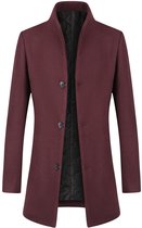 ALLTHEMEN Heren Dikke Standkraag Enkelrijig Effen Middellange Winterjas - Slanke Pasvorm Warm Jasje - XL