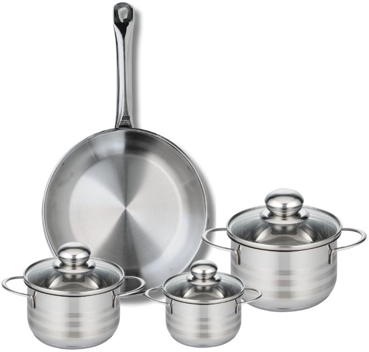 Set van 1 Koekenpan 28 cm en 3 kookpotten 12, 14 en 16 cm Elo Profi Brillant
