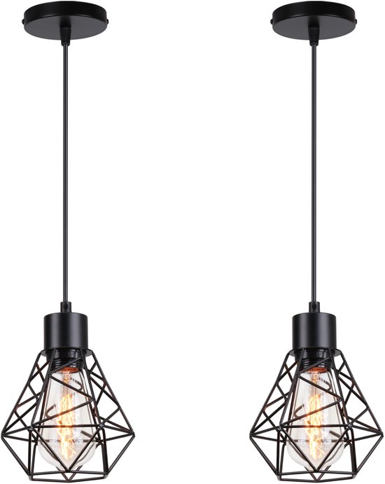 2 Stuks Hanglamp Slaapkamer Industriële E27 Kroonluchter Woonkamer