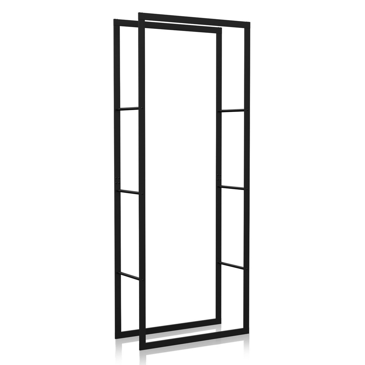 brandhoutrek metalen brandhoutrek binnen buiten voor brandhout houtopslag brandhoutrek Zwart 150 x 60 x 25 cm brandhoutrek