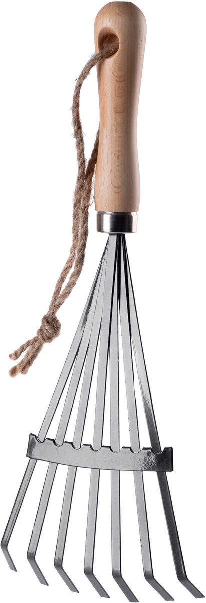 KADAX Hark, Kleine Hark Met Steel, Bladbezem Van Metaal, Bladhark Voor Tuin Bloembed Gazonhark Tuingereedschap Hooikoork Tuinhark Groen 60 Cm 6 Tanden 1368565152