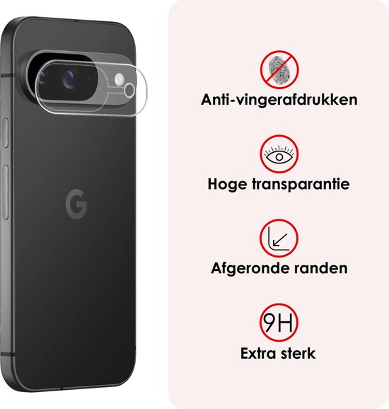 Transparante screenprotector met anti-vingerafdrukken, hoge transparantie, afgeronde randen en extra sterke 9H bescherming.