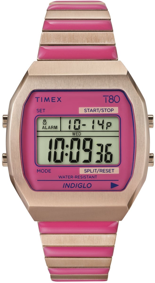 Timex Timex 80 Digital Watch Roze Case: 100% Stainless Steel | Armband: 100% Stainless Steel 36 mm TW2W40800AJ, TW2W41600AJ, TW2W57100AJ