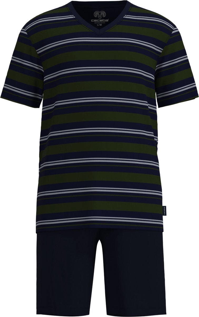 CECEBA heren pyjamaset kort stripes blauw & groen