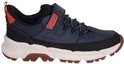 Blauwe Geox Amphibiox sneaker met oranje accenten, klittenbandsluiting en veters.