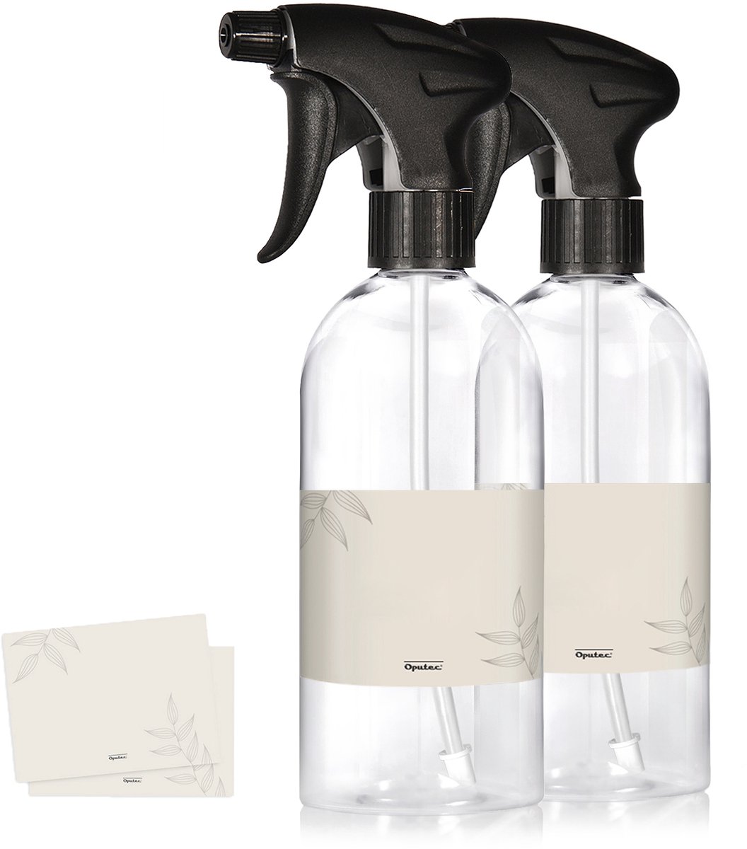 Oputec 2x 500ml sprayflessen – Transparant – Lege verstuiver