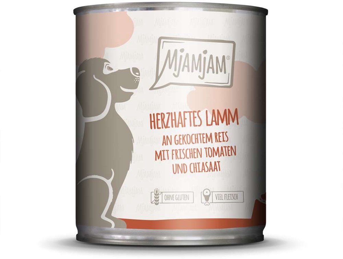 MjAMjAM Dog - Leckere Mahlzeiten Dose 6x800g | Lamm, Reis & Tomaten