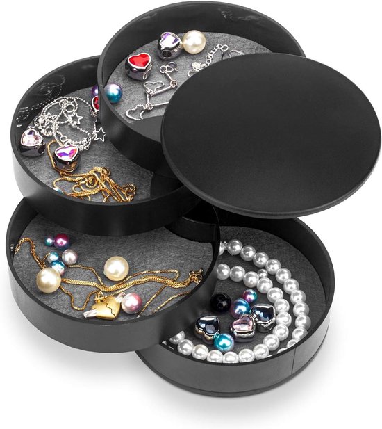 Yiomxhi Sieradenetui met 5 fluwelen zakjes, sieradenorganizer voor reizen, kistjes voor oorbellen, halskettingen en armbanden Yiomxhi Sieradenetui met 5 fluwelen zakjes, sieradenorganizer voor reizen, kistjes voor oorbellen, halskettingen en armbanden