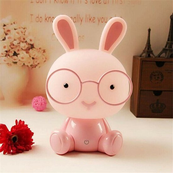 LED Bunny Nachtlampje Theelichtjes voor Kinderen Oogbescherming Noodverlichting Aanraakdecoratie Slaapkamer Nachtkastje Sfeerverlichting, Roze 23cm van Glinrui — afbeelding 2