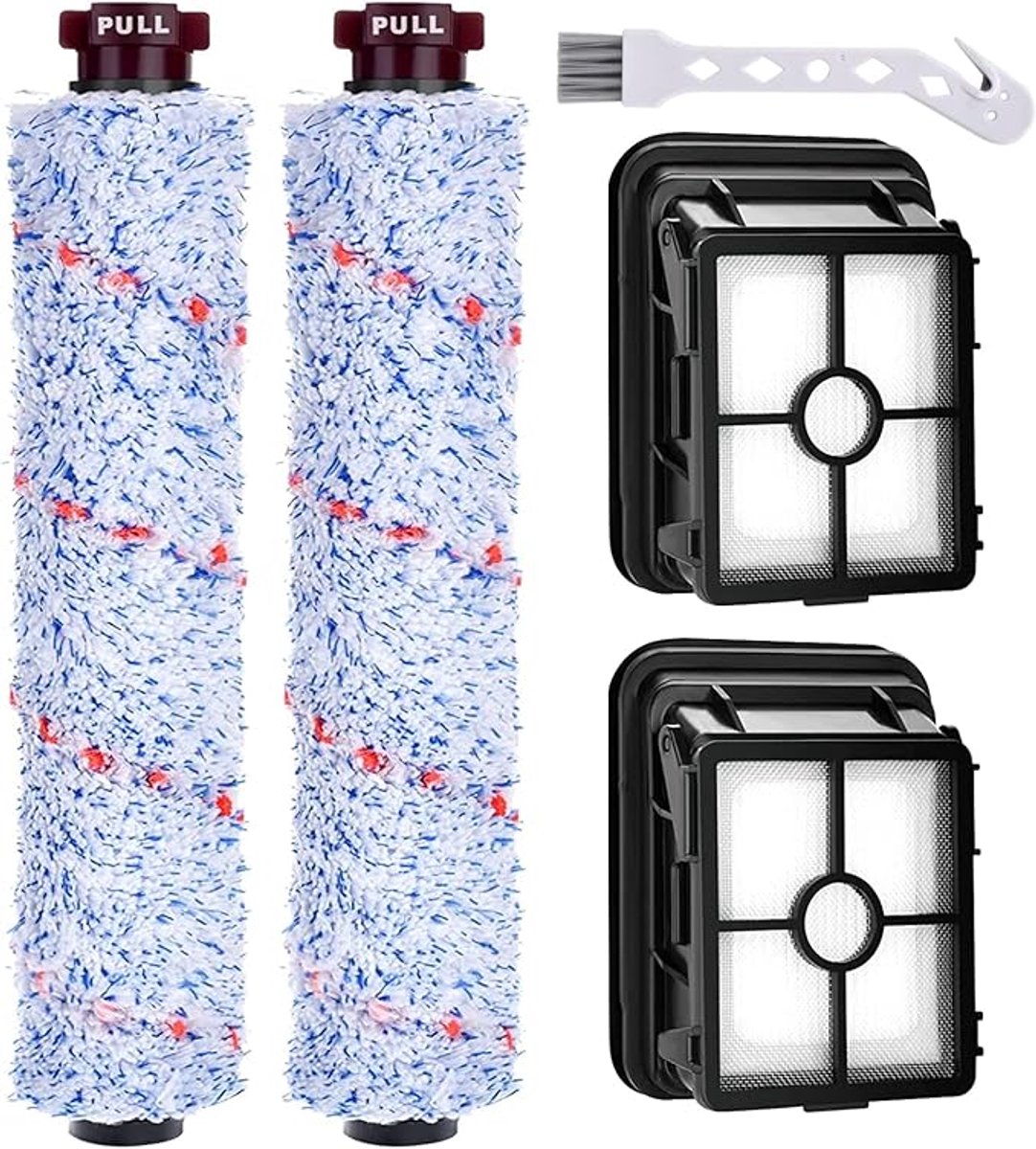 3-in-1 accessoire, 2 multifunctionele rolborstels + 2 vervangingsfilters 1866F, geschikt voor Bissell CrossWave 17132, Pet Pro 2225N, 2582N