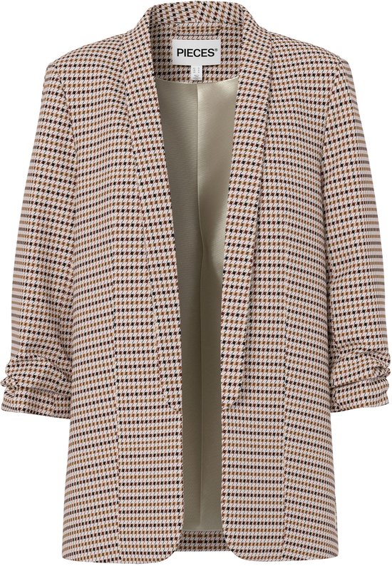 Pieces Blazer Pcbosella 3/4 Blazer imprimé Noos B 17126850 Argent Vison/pied-de-poule Taille Femme - M