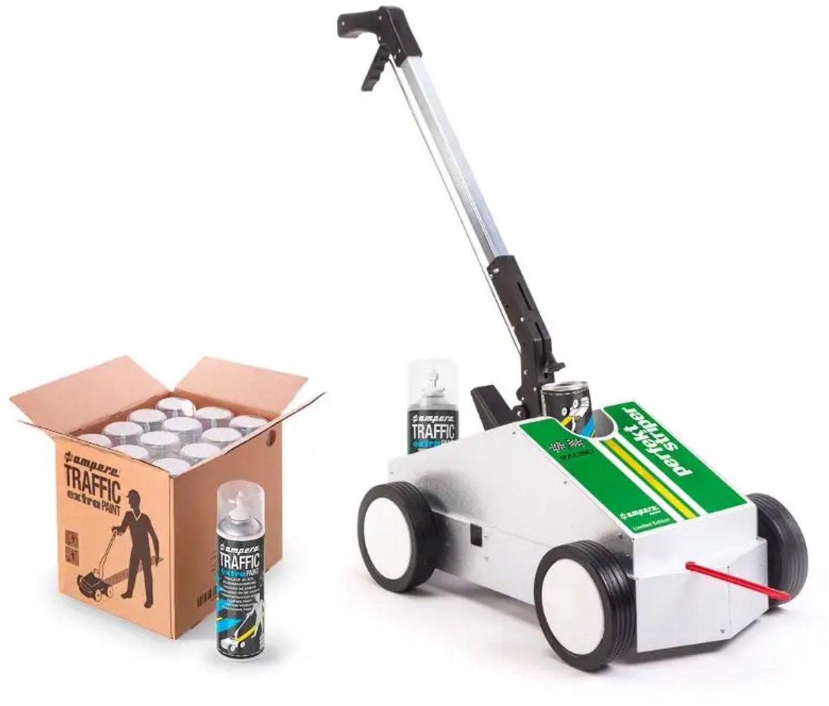 Ampere New Perfekt Striper lijnentrekker voor markeerverf | Met 12 bussen Traffic Paint Extra markeerverf wit