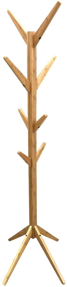 Home Deco Factory Kapstok - naturel - hout - 8 haken - 178 cm - staand