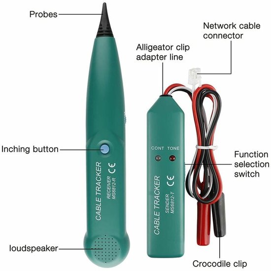 Elektrische kabelzoeker, elektrische kabeldetector, kabelzoeker, multifunctionele circuittesters, telefoonkabeltester voor het vinden van leidingen