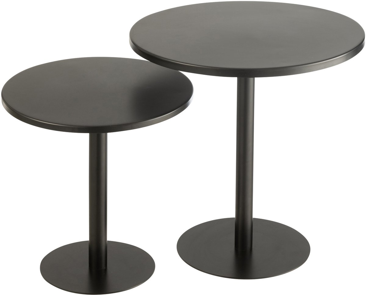 J-Line bijzettafel Rond - metaal - zwart - 2 stuks