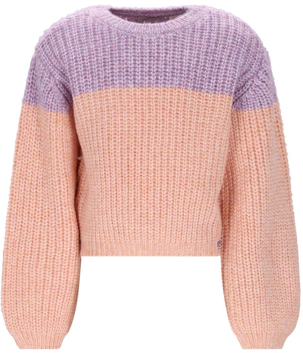 NONO - Kem Melange Knitted Colorblock sweater - Spicy Ginger - Maat 110-116