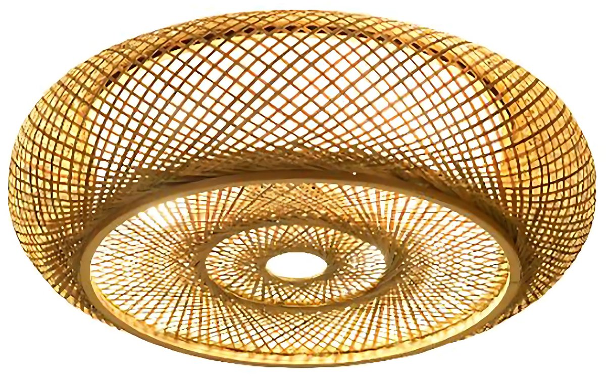 Plafondlamp - Lampen - Plafondverlichting - Voor Woonkamers, Slaapkamers of Hal - Met 3 Lichten - Bamboe en Rotan - 40cm