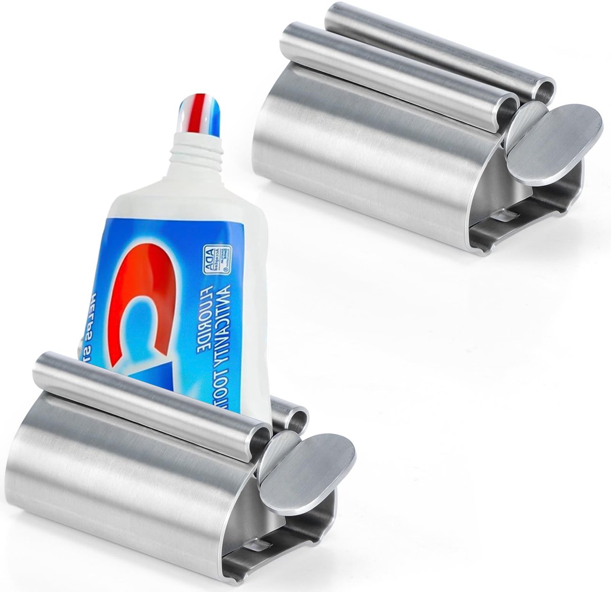 Edelstahl Zahnpasta-Ausdrücker – Wiederverwendbarer Tube-Drücker für Badezimmer, Küche & Reisen, Verhindert Verschwendung, 2 Stück