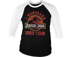 Jurassic Park 1993 Tour- Base-ball T-shirt met 3/4-mouwen, maat Longsleeves White/Black