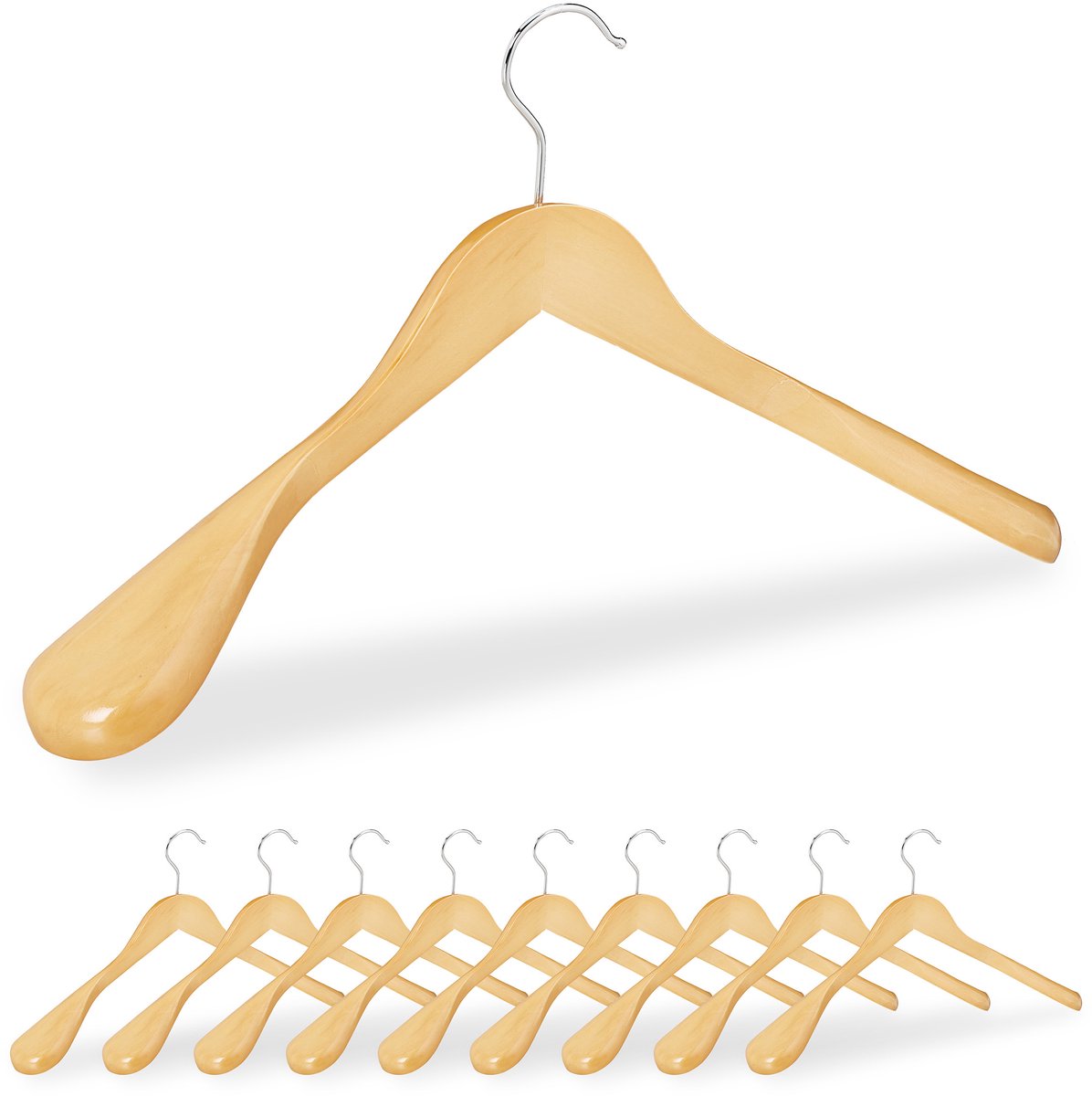 20x kleerhangers hout - kledinghangers hout - brede schouder - voor jassen