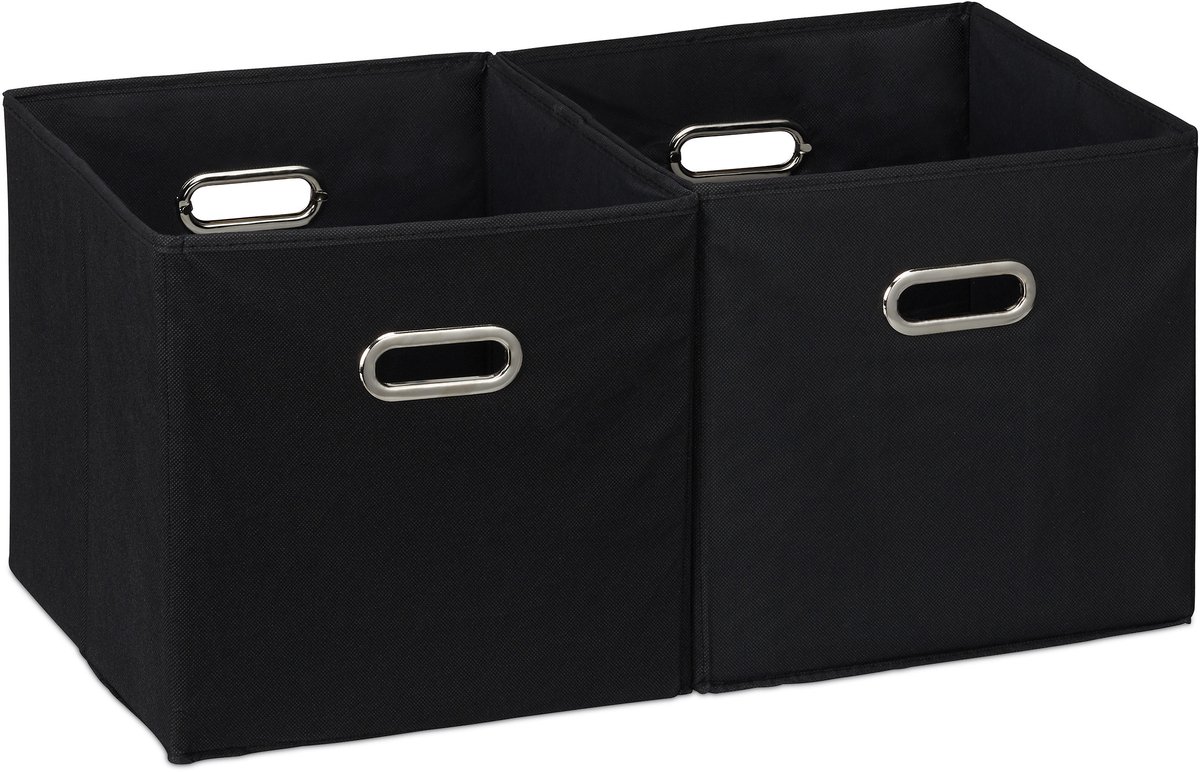 6x opbergbox stof - opvouwbaar - opbergmand - 30 cm - kast organizer - zwart