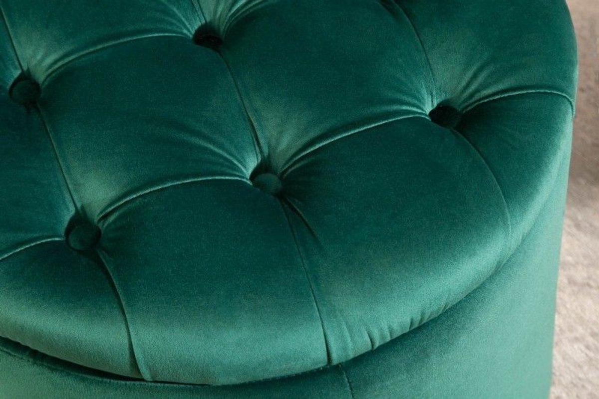 Elegante kruk MODERN BAROQUE 50cm donkergroene fluwelen opbergmand - 40737