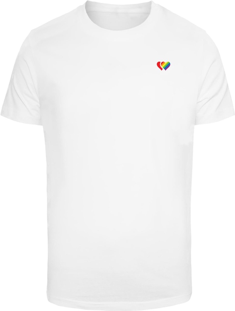 Mister Tee Double Hearts Pride Heren T-shirt XL Wit