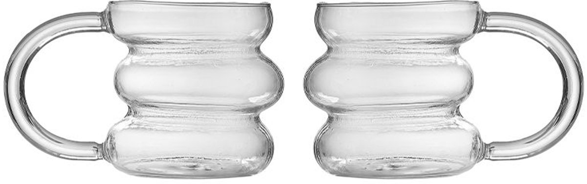Bricard Marbella Glazen met Oor - Set van 2 - 290ml - Curvy Drinkglas - Wavy