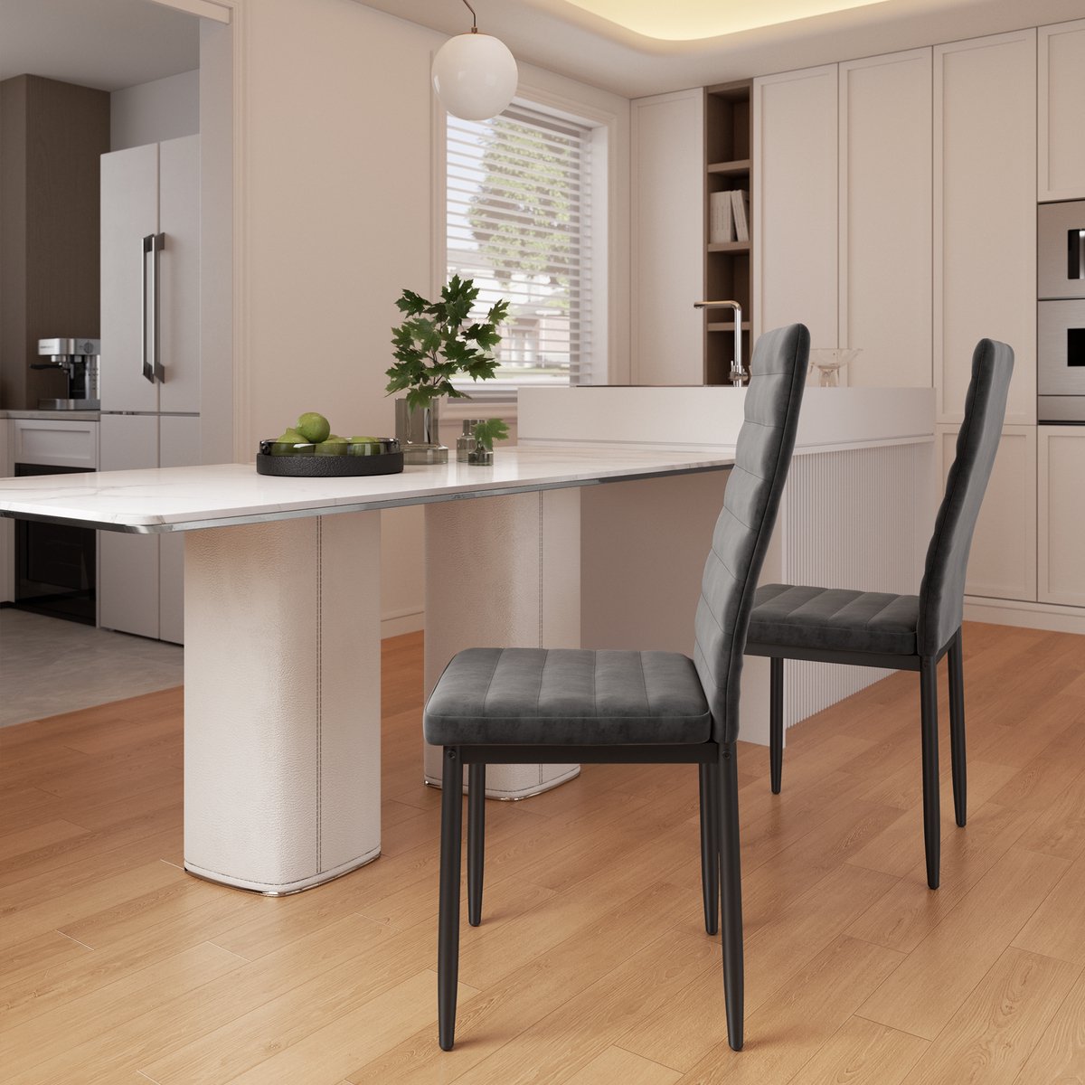 Bealife TB49C Eetkamerstoelen - 2 stoelen - Velvet bekleed - Donkergrijs