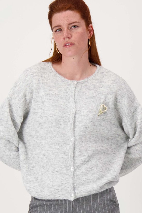 Zusss Basic Vestje Met Broche Grijs