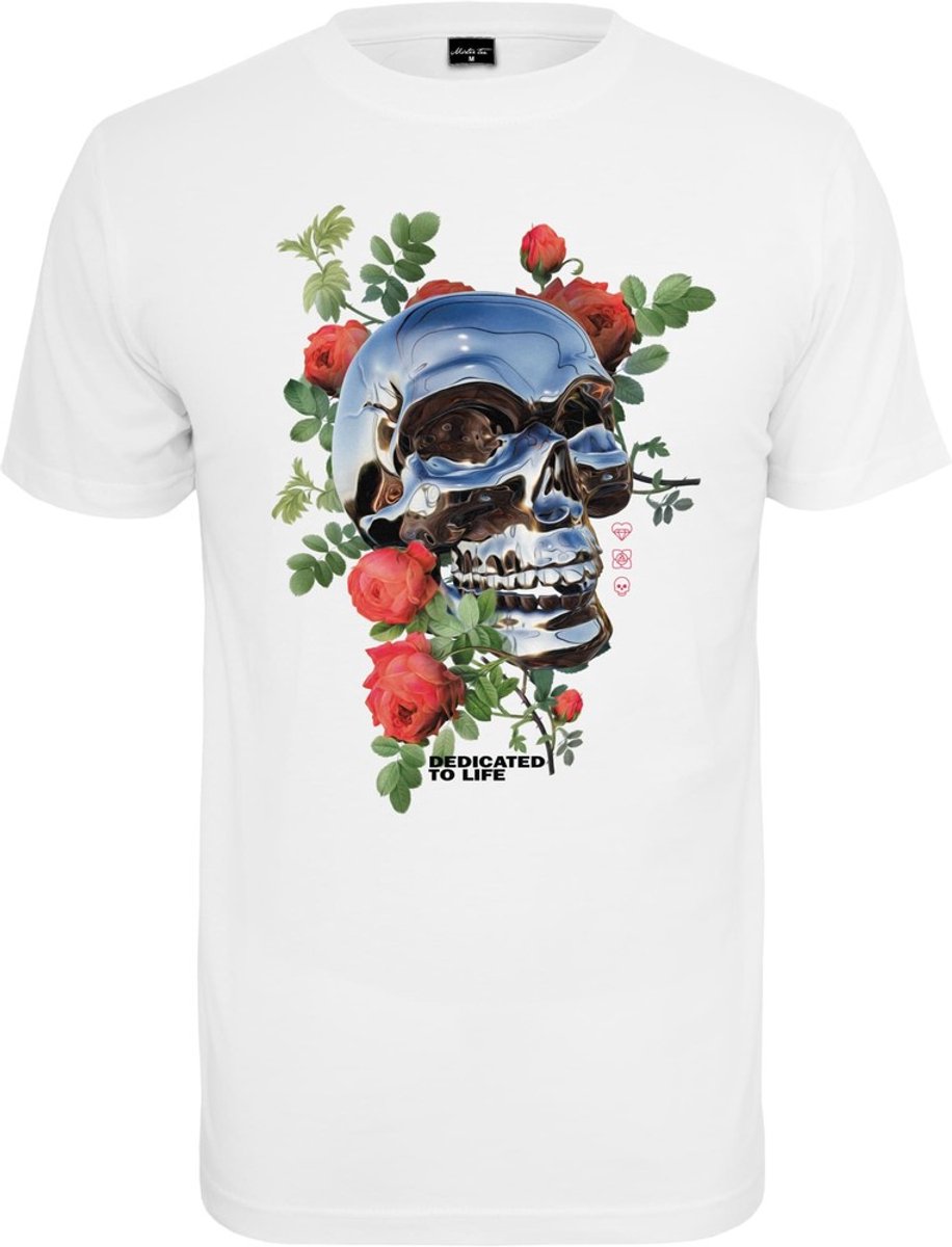 Mister Tee Chrome Skull Heren T-shirt XS Wit