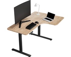 Vestland - Zit‑Sta Bureau Elektrisch | Hoekbureau | L-vormig | 140 x 100 x 60 cm | Eiken-Zwart | Dubbele Motor