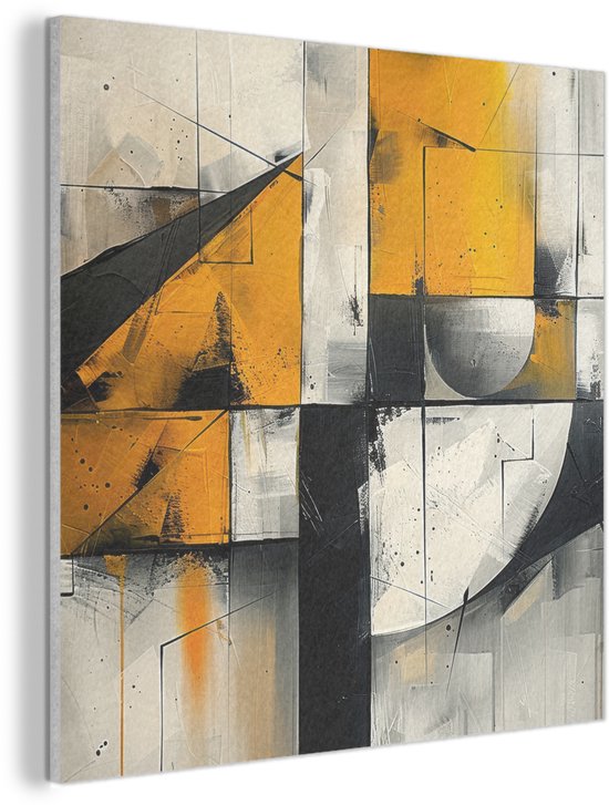 Akoestisch wandpaneel 90x90 cm - Vilt schilderij Geel - Abstract ...