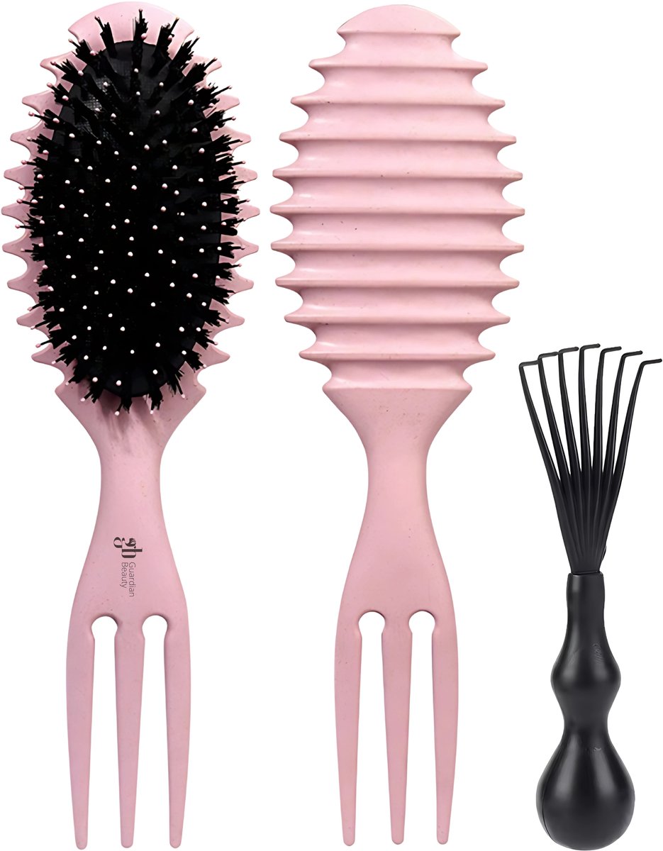 Guardian Beauty Haarborstel - Kruldefiniërende Borstel - Met Haarborstelreiniger - Roze