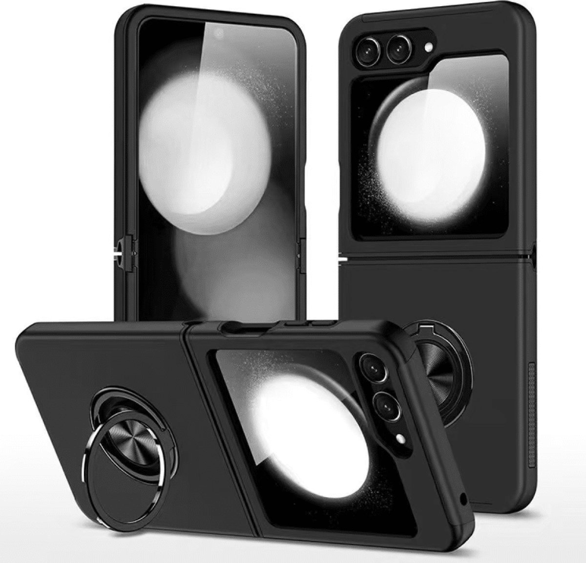 Casemania - Backcover - Geschikt voor Samsung Z Flip 7 met ring - Zwart