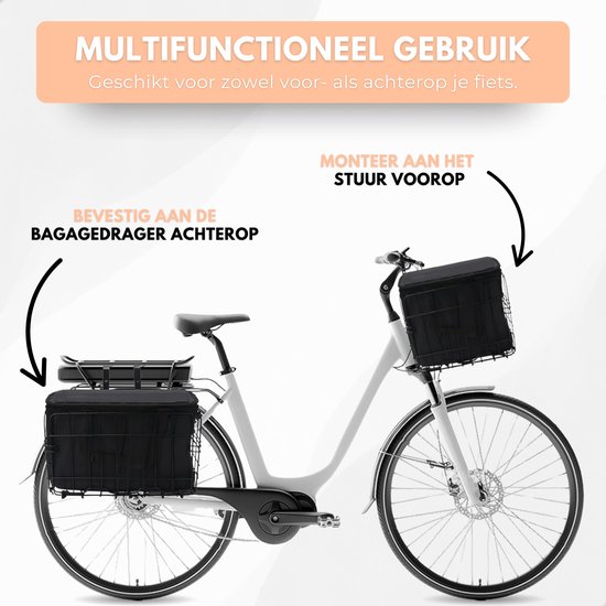 Boncy® Premium Fietsmand Hond & Boodschappen - Fietskrat met uitneembare tas - Hondenmand Fiets Mand Voorop of Achter - Fietsmanden Krat Zwart - Fietskratten Elektrische Fiets - Bagagedrager 40 liter van Merkloos — afbeelding 4