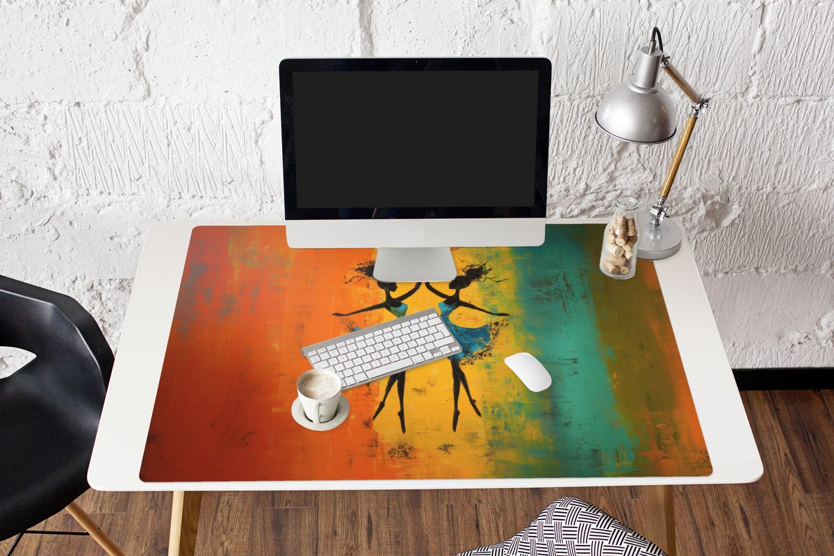 Muismat XXL 120x80 cm - Bureau onderlegger - Bureau mat Dansen - Vrouwen - Verfstructuur - Bureaumat - Gaming mousepad xl - Bureaulegger groot - Computer deskmat
