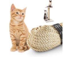 DQ-PP SISALSEIL - 20 m - 6 mm dik - Natuurlijk Sisaltouw voor Krabpaal Kattenboom - Krabpaal DIY voor Katten Reserveonderdelen