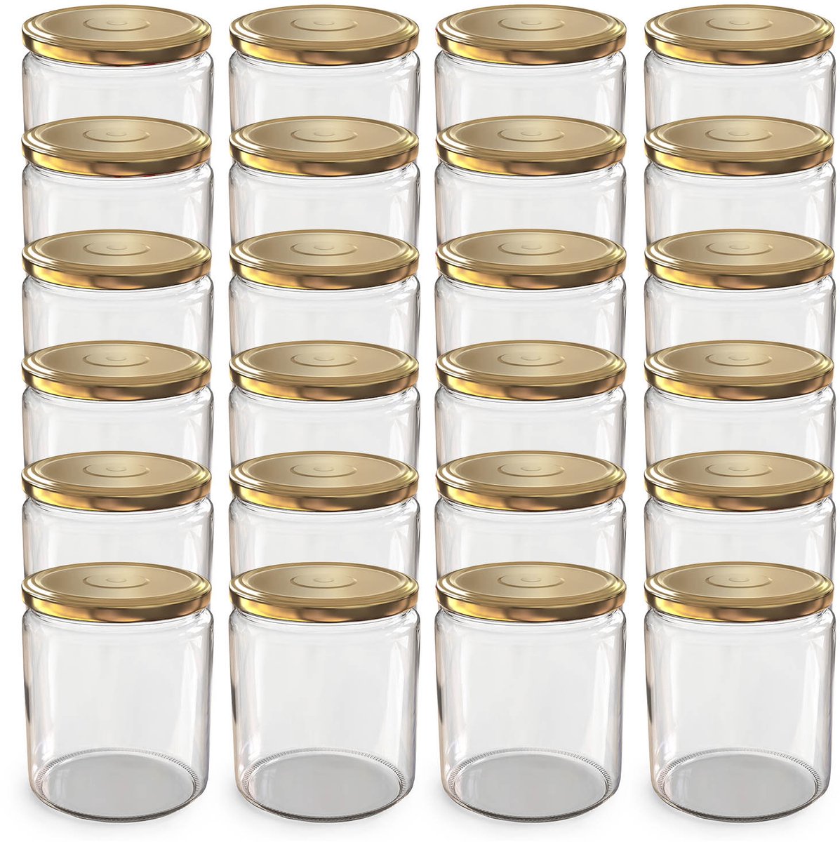 Oputec 24x 405ml inmaakpotten / voorraadpotten TO Ø 82 mm – glazen jampotten – metalen schroefdeksel goud – conservenpotten