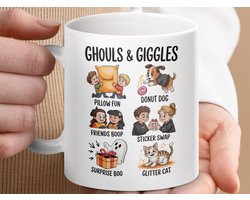 Mok, Ghouls Giggles Mug, Donut Dog, Pillow Fun, Friends Boop, Sticker Swap, Surprise Boo, Glitter Cat, Spooky Fun, Unique Mug Gift