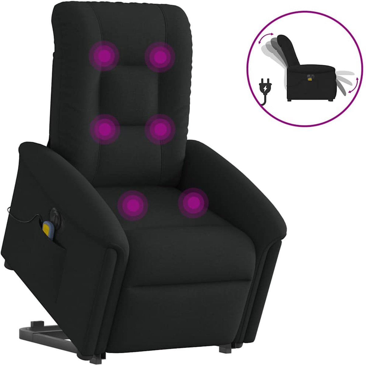 vidaXL Sta-op-massagestoel - elektrisch - verstelbaar - stof - zwart