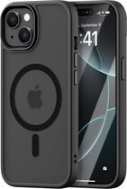 iDenn hoesje voor iPhone 15 Mat Transparant Zwart geschikt voor MagSafe