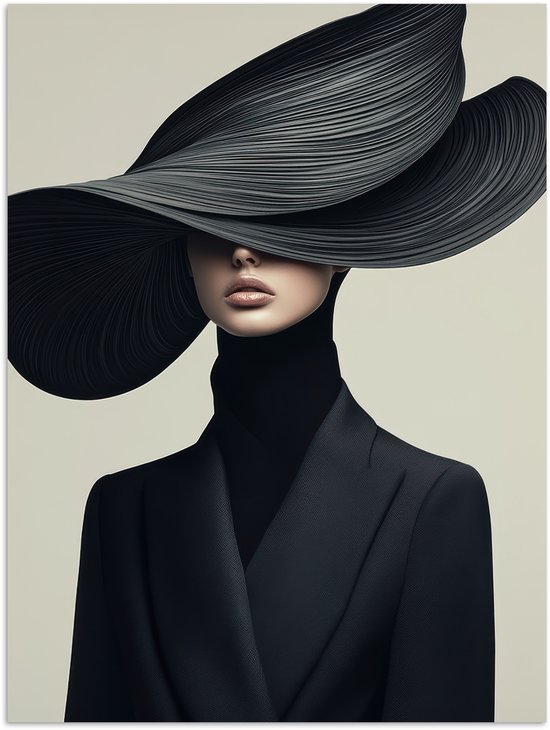 Affiche 60x80 cm - Zwart - Femme - Chapeau - Posters - Décoration chambre - Décoration Décoration murale salon - Décoration murale chambre