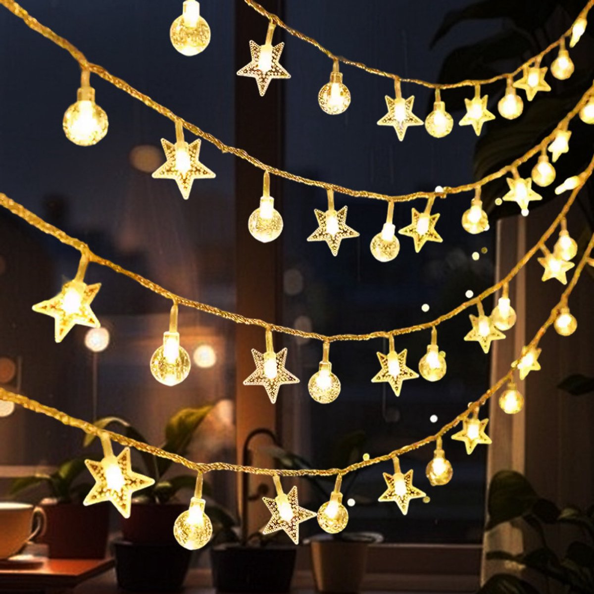 Daity 10 meter Lichtsnoer - waterdichte lichtsnoer - kerstversiering - binnen- en buitendecoraties voor slaapkamers en tuinfeesten - Geen batterijen inbegrepen