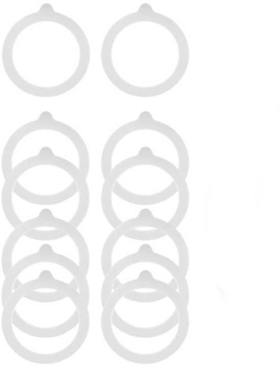 Weckringen - 12 stuks - Vervangende Rubberen Pakkingen - Siliconen - Herbruikbare - Reserve-Inmaakringen - 70 mm x 95 mm - Wit